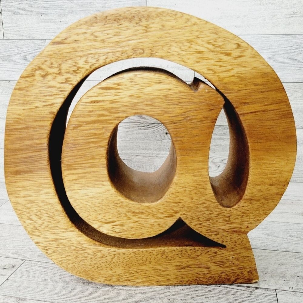 Hand Made Solid Wood Decor "@" AT Symbol
